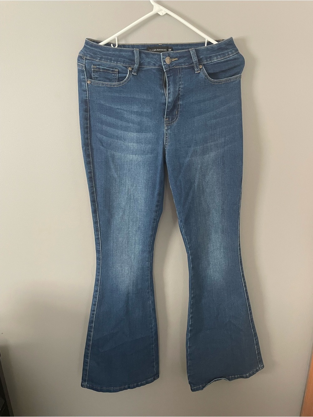 Women's Flared Jeans in Mid Blue by Flying Banana
